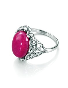 Oxidized openwork sterling silver ring with fuchsia agate PK 2169