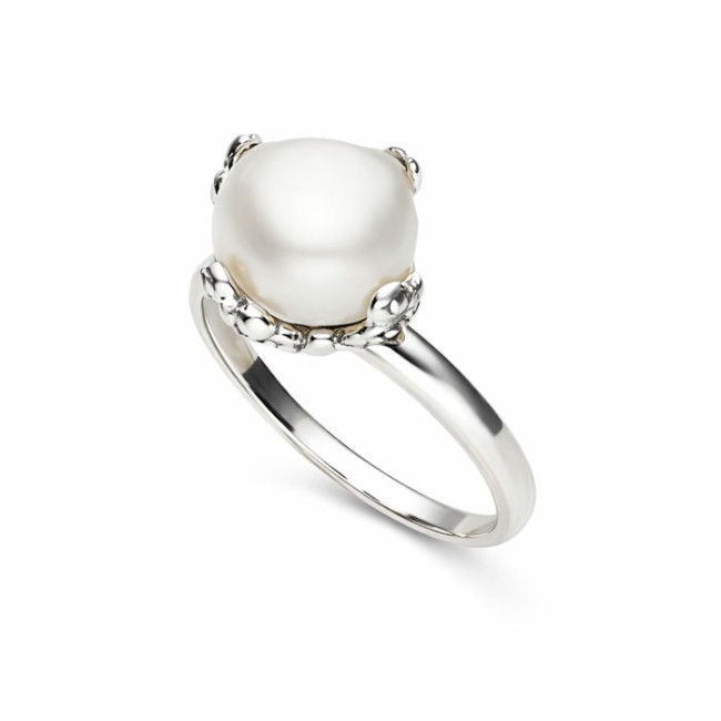 Silver oxidized ring with pearl PK 1787
