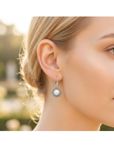 Silver oxidized pearl earrings K 1726 2