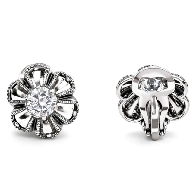 Silver clips with cubic zirconia KL 1615 Polcarat Design