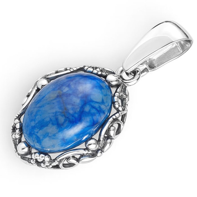 Wisiorek srebrny 925 z naturalnym apatytem – ażurowy, oksydowany, elegancki W 2169