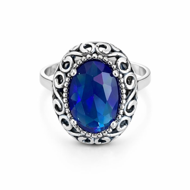 Sterling silver ring with Sapphire crystal PK 2165 | Polcarat Design