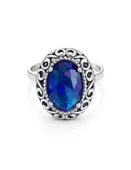 Sterling silver ring with Sapphire crystal PK 2165 | Polcarat Design