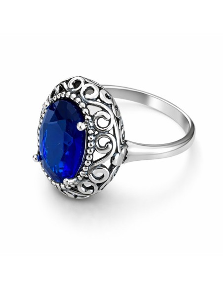 Sterling silver ring with Sapphire crystal PK 2165 | Polcarat Design