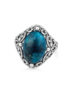Oxidized sterling silver ring with apatite PK 2169 | Polcarat Design 2