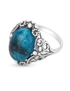Oxidized sterling silver ring with apatite PK 2169 | Polcarat Design