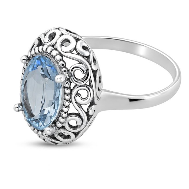 Sterling silver ring with Sapphire crystal PK 2165 | Polcarat Design