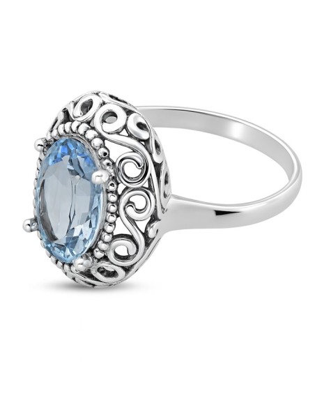 Sterling silver ring with Sapphire crystal PK 2165 | Polcarat Design