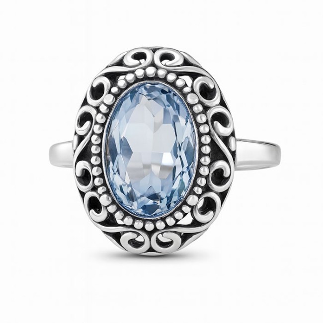 Sterling silver ring with Sapphire crystal PK 2165 | Polcarat Design