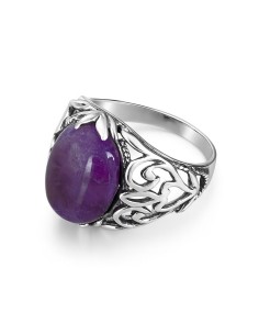 Oxidized sterling silver signet ring with amethyst PK 442