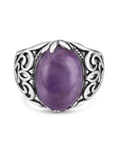 Oxidized sterling silver signet ring with amethyst PK 442 2