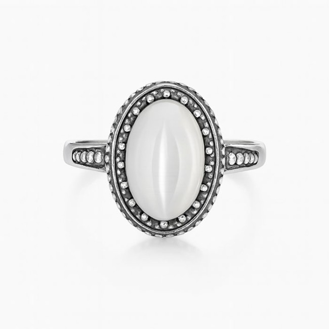 Oxidized sterling silver ring with cat's eye PK 2081 | Polcarat Design