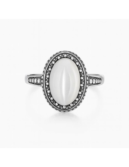 Oxidized sterling silver ring with cat's eye PK 2081 | Polcarat Design