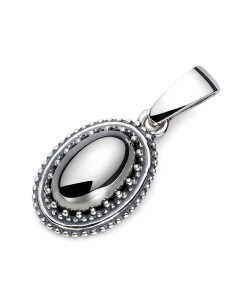 Oxidized sterling silver pendant with striped flint W 2081