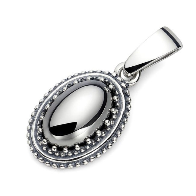 Oxidized sterling silver pendant with striped flint W 2081