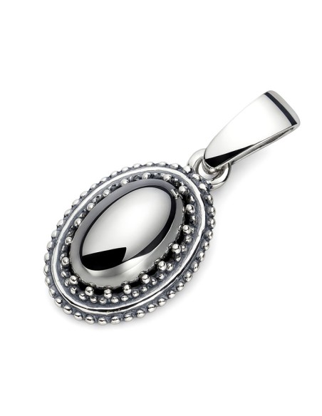 Oxidized sterling silver pendant with striped flint W 2081