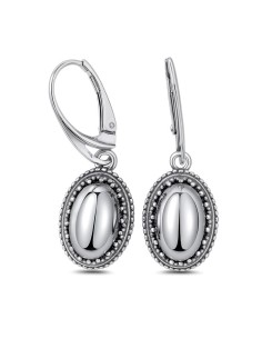 Oxidized sterling silver drop earrings with striped flint K 2081