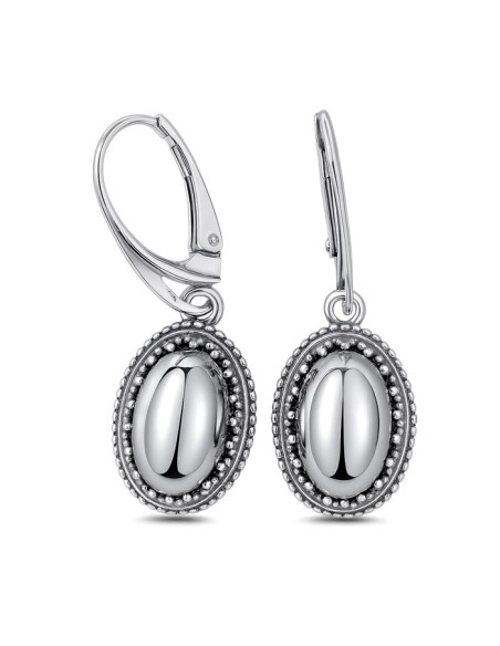 Oxidized sterling silver drop earrings with striped flint K 2081