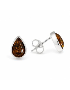 Silver earrings with green amber KA 032