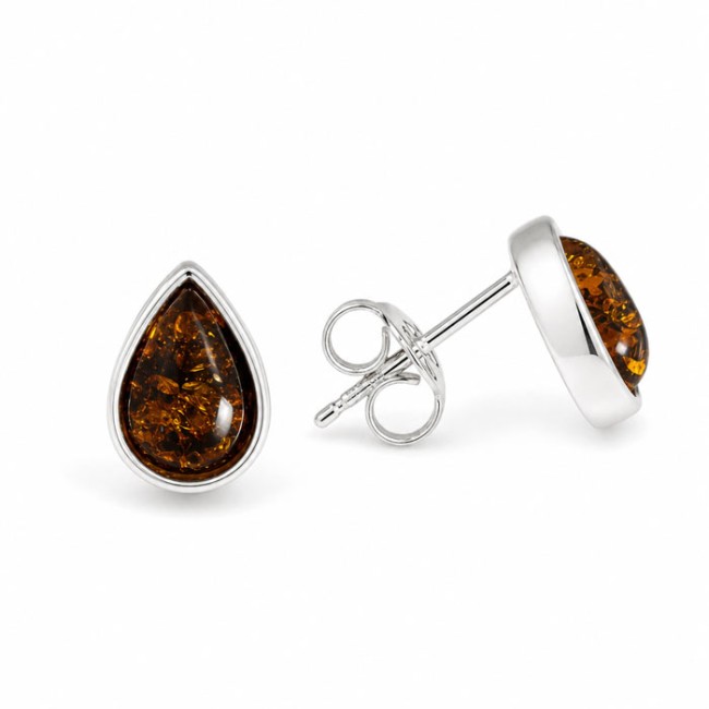 Silver earrings with green amber KA 032