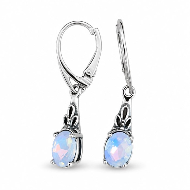 Silver Round K Crystal Earrings 2029