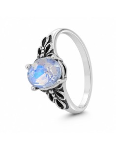 Pierścionek srebrny oksydowany z kryształem 925 | Polcarat Design