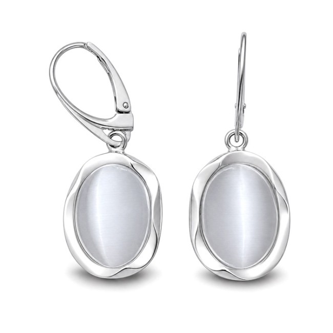 Silver earrings K 1733 Cat's Eye