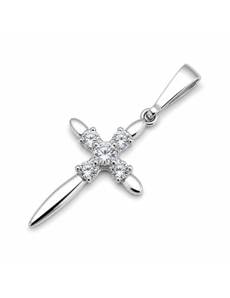 Silver cross with zircons W 384
