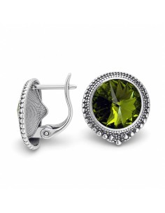 Kolczyki srebrne oksydowane Swarovski K2 1682 Peridot