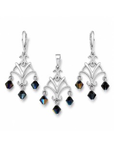 Silver Swarovski Set KPL 963 Bermuda Blue