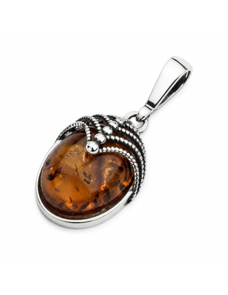 Silver pendant with amber W 1703 amber