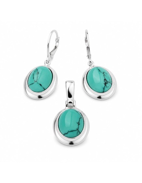 Silver set (earrings + pendant) with turquoises KPL 585 Turquoise