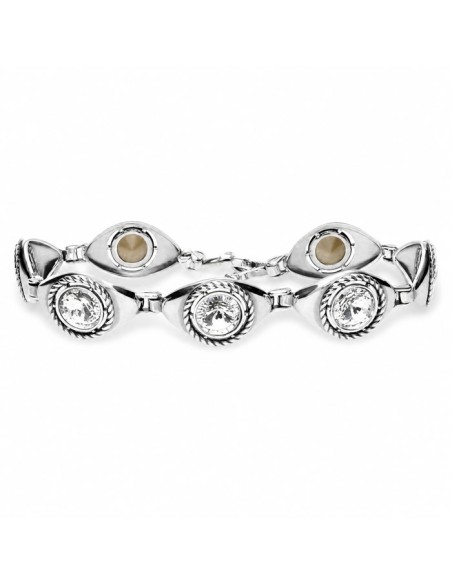 Silver oxidized bracelet with Swarovski crystals L 1952