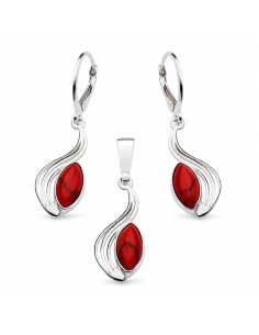 Silver set with coral KPL 1546 Coral Polcarat Design