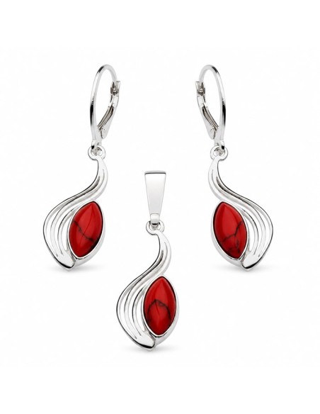Silver set with coral KPL 1546 Coral Polcarat Design