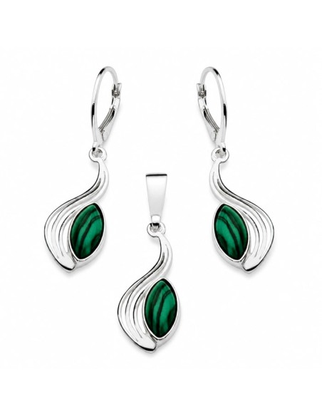 Silver set with malachites KPL 1546 Malachite