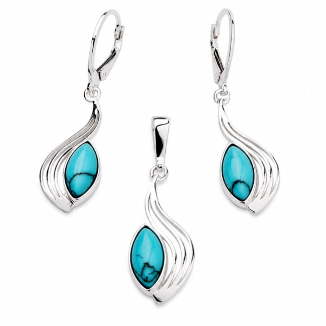 Silver set with turquoises KPL 1546 Turquoise