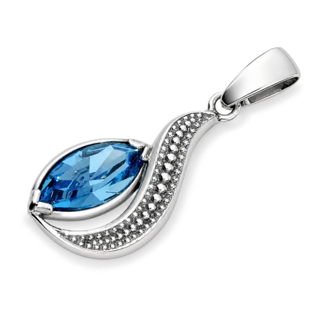 Wisiorek srebrny oksydowany Swarovski W 1903 Aquamarine