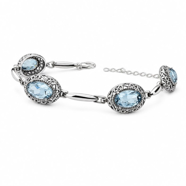 Elegancka bransoletka srebrna 925 z kryształami L 2165 Light sapphire