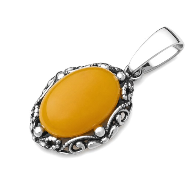 Srebrny wisiorek z żółtym jadeitem – naturalny kamień, srebro 925 W 2169 jadeit