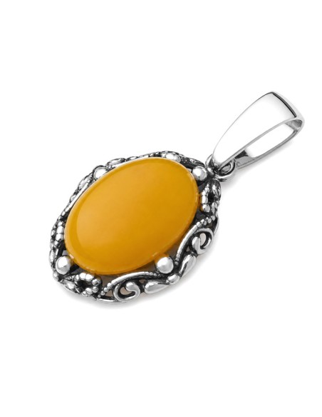 Sterling silver pendant with yellow jade W 2169 | Polcarat Design