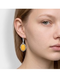 Silver Amber Earrings K 1661 Polcarat Design 2