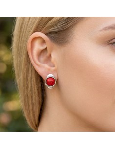 Silver earrings K3 1805 Coral 2