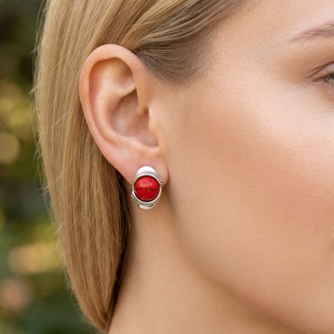 Silver earrings K3 1805 Coral