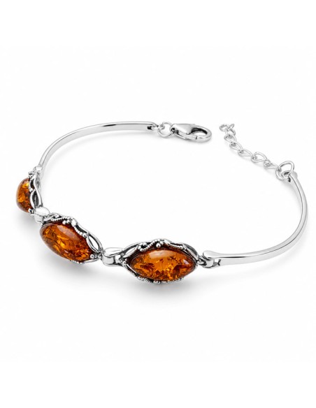 Sterling silver bracelet with cognac amber L 2170 | Polcarat Design