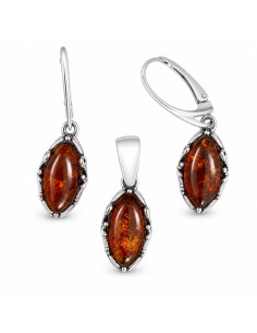 copy of Silver set (earrings + pendant) with corals KPL 585 Coral