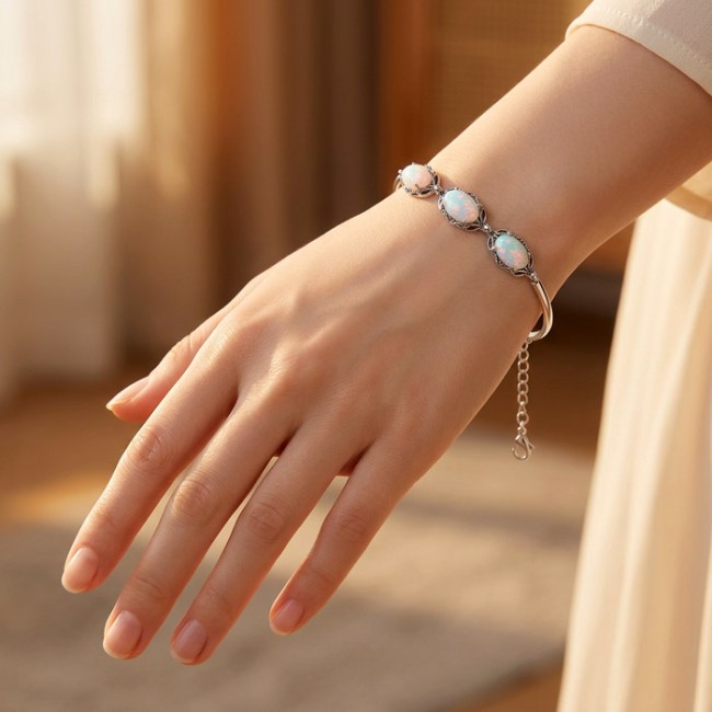Sterling silver bracelet with synthetic opal L 2170 | Polcarat Design