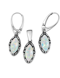 copy of Silver set (earrings + pendant) with corals KPL 585 Coral
