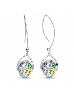Srebrne kolczyki z kryształem Swarovski Crystal AB 3001 – duże, wiszące, srebro 925