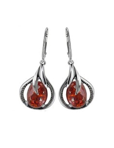 Silver set (earrings, pendant) KPL 2130 amber Polcarat Design